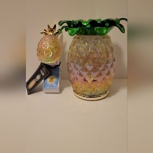 Bath And Body Works Single Wick Pinapple Candle Holder & Wallflower Plug-in